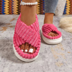 💙 Crisscross Open Toe Platform Slippers - Qu!rk Boutique