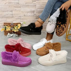 Bow Furry Round Toe Flat Slip-Ons - Qu!rk Boutique