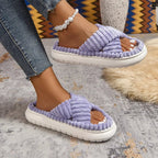 💙 Crisscross Open Toe Platform Slippers - Qu!rk Boutique