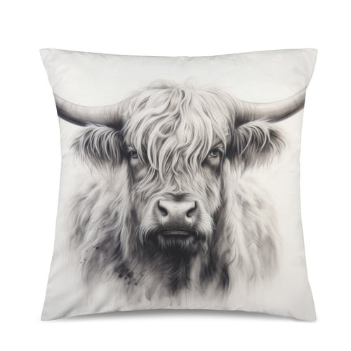 Baha Ranch Black White Highland Velvety Soft Pillow Cover Made in America - Qu!rk Boutique