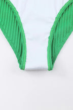 Textured Contrast Banding Bikini High Waist 2pcs Swimsuit - Qu!rk Boutique