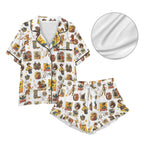 Baha Ranch Vintage Cowgirl Collage Western Satin Ruffle Pajama Set - Qu!rk Boutique