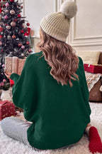 Double Take Full Size Merry Christmas Turtleneck Long Sleeve Sweater - Qu!rk Boutique