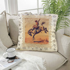 Baha Ranch Vintage Rodeo Stamp Throw Pillow Made in America - Qu!rk Boutique