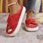 💙 Crisscross Open Toe Platform Slippers - Qu!rk Boutique