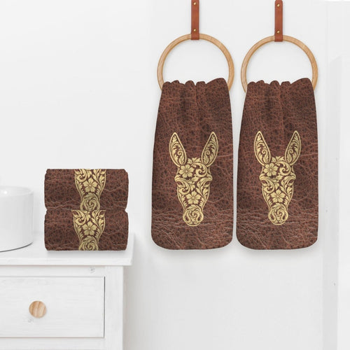 Baha Ranch Tooled Donkey Set of 4 Kitchen Dish Towels Made in America - Qu!rk Boutique