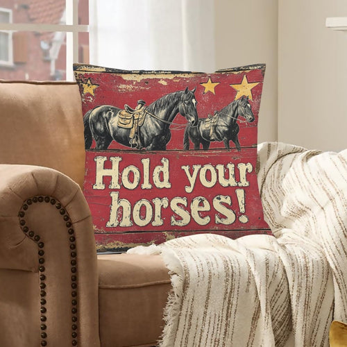 Baha Ranch Hold Your Horses Velvety Soft Pillow Case Made in America - Qu!rk Boutique