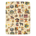 Baha Ranch Vintage Cowboy Collage Ultra-Soft Micro Fleece Blanket 60" x 80" Made in America - Qu!rk Boutique