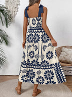 Floral Print Tie-Shoulder Midi Dress - Qu!rk Boutique