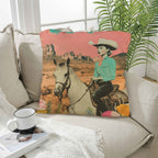 Baha Ranch Retro Pop Western Ride Cowgirl Pillow Case Made in America - Qu!rk Boutique