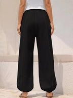 Casual Loose Fit Drawstring Waist Harem Joggers - Qu!rk Boutique