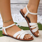 Open Toe Flats Sandals - Qu!rk Boutique