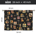 Vintage Cowboy Collage Western Curtains 28" x 40" Made in America - Qu!rk Boutique
