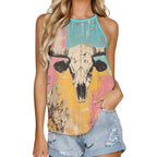 Baha Ranch Bull Skull Retro Pop Western Tank Top - Qu!rk Boutique