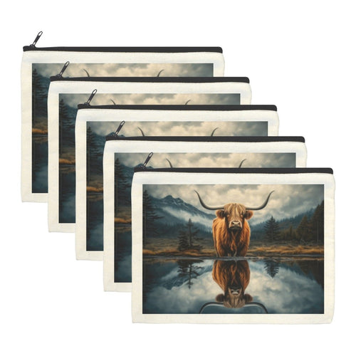 Baha Ranch Reflection Highland Cow Cosmetic Bag Made in America - Qu!rk Boutique