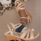 Open Toe Wedge Sandals - Qu!rk Boutique
