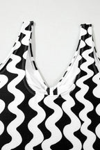 Tied Front Contrast Striped One-Piece Swimsuit - Qu!rk Boutique