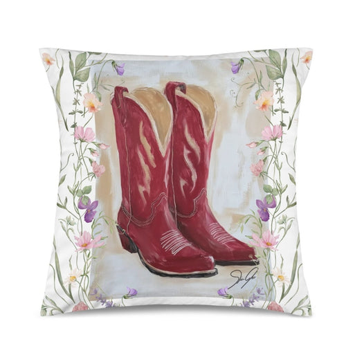 Baha Ranch Red Boots Velvety Soft Throw Pillow Case Made in America - Qu!rk Boutique