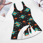 Baha Ranch Turquoise Orange Aztec Skirted Swimsuit - Qu!rk Boutique