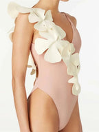 Contrast Flower Spaghetti Strap One-Piece Swimwear - Qu!rk Boutique