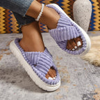 💙 Crisscross Open Toe Platform Slippers - Qu!rk Boutique