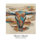Baha Ranch Painted Tan Longhorn Velvety Soft Pillow Case Made in America - Qu!rk Boutique