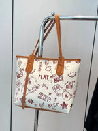 Graffiti Print Casual Tote Bag - Qu!rk Boutique