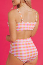 Plaid Print High Waist Bikini Set - Qu!rk Boutique