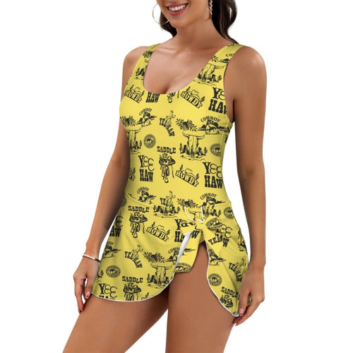 Baha Ranch Cowgirl Graphics Skirted One Piece Swim Suit - Qu!rk Boutique