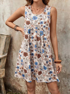 Plus Size Floral Print Sleeveless Casual Mini Dress - Qu!rk Boutique