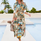 Colores de Mexico Pictures of the Southwest Button-Up Long Sleeve Shirt Dress Duster - Qu!rk Boutique