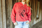 Feelin' Lucky Raw Hem V-Neck Crop Graphic Sweatshirt - Qu!rk Boutique
