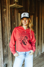 Feelin' Lucky Raw Hem V-Neck Crop Graphic Sweatshirt - Qu!rk Boutique