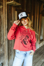 Feelin' Lucky Raw Hem V-Neck Crop Graphic Sweatshirt - Qu!rk Boutique