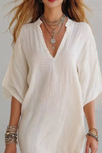 Notched Half Sleeve Mini Dress - Qu!rk Boutique