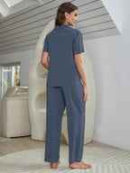 Short Sleeve Shirt, Bralette, and Pants Lounge Set - Qu!rk Boutique