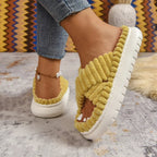 💙 Crisscross Open Toe Platform Slippers - Qu!rk Boutique