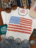 Floral American Flag Graphic Tee - Qu!rk Boutique