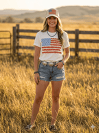 Floral American Flag Graphic Tee - Qu!rk Boutique
