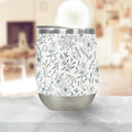 Floral stainless steel tumbler with botanical line art design on marble surface, Qu!rk Boutique