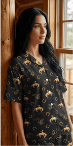 Baha Ranch Rodeo Cowboy Women's Western Short Pajama Set Made in America - Qu!rk Boutique