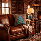 Baha Ranch Velvety Soft Western Tooled Initial Personalized Pillow Cover Made in America - Qu!rk Boutique