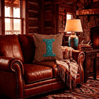 Baha Ranch Velvety Soft Western Tooled Initial Personalized Pillow Cover Made in America - Qu!rk Boutique