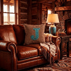 Baha Ranch Velvety Soft Western Tooled Initial Personalized Pillow Cover Made in America - Qu!rk Boutique