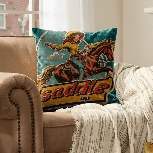 Baha Ranch Saddle Up Velvety Soft Pillow Case Made in America - Qu!rk Boutique