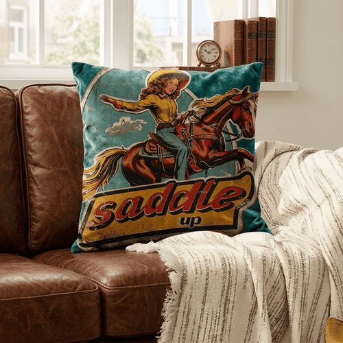 Baha Ranch Saddle Up Velvety Soft Pillow Case Made in America - Qu!rk Boutique