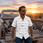 Baha Ranch White Bullhead Aztec Hawaiian Shirt Made in America - Qu!rk Boutique