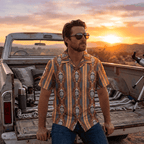 Baha Ranch Mocha Aztec Hawaiian Shirt Made in America - Qu!rk Boutique