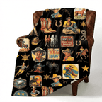 Baha Ranch Vintage Cowboy Collage Western Ultra Soft Minky Throw Blanket 60" x 80" Made in America - Qu!rk Boutique