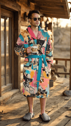 Baha Ranch Retro Pop Western Men's Robe - Qu!rk Boutique